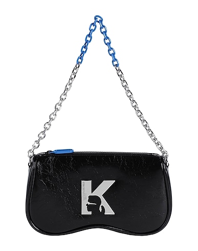 KARL LAGERFELD JEANS Handbag SUNGLASS CHAIN SHOULDER BAG
 Black 100% Polyurethane
