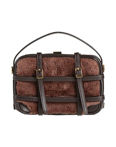 TELA Handtasche Dunkelbraun Leder, Schaffell