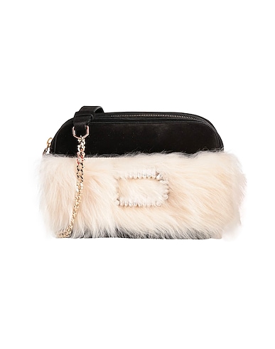 ROGER VIVIER Borsa a tracolla NERO 90% Pelle di vitello, 10% Shearling di agnello