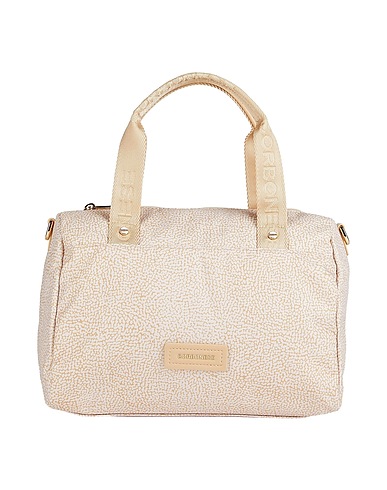 BORBONESE Borsa a mano Beige Fibre tessili, Pelle