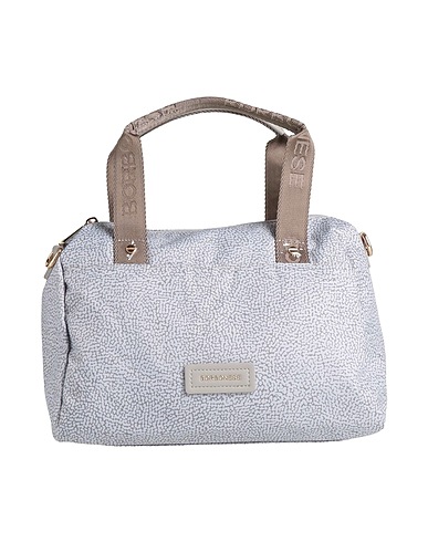 BORBONESE Handbag Light grey Textile fibres, Leather