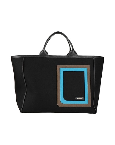 VALEXTRA ハンドバッグ ブラック バージンウール 80% / 牛革（カーフ） 20%