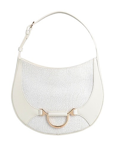 BORBONESE Handbag Off white 100% Polyester, Leather