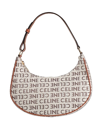 CELINE Handbag White 72% Cotton, 28% Viscose, Calfskin