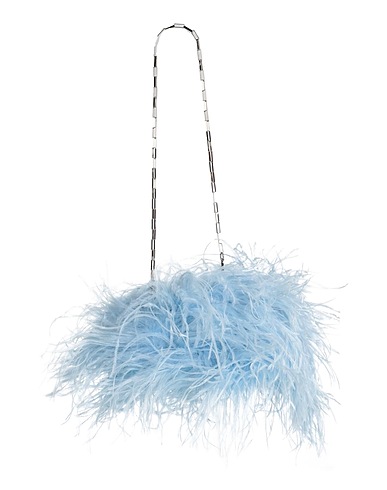 THE ATTICO Handbag Sky blue Polyester, Leather, Ostrich feathers, Turkey feathers