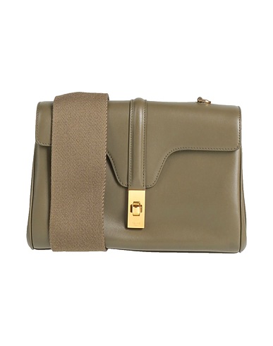 CELINE Across-body bag Military green 100% Calfskin, Textile fibres