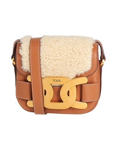 TOD'S Across-body bag Brown Calfskin, Shearling