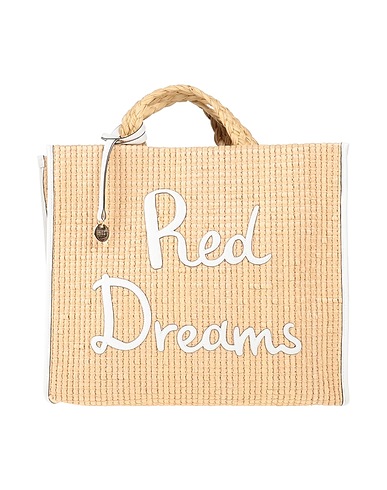 RED(V) Handbag Sand Natural raffia, Leather