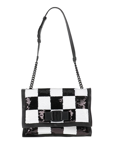 FERRAGAMO Shoulder bag Black Leather, Textile fibres