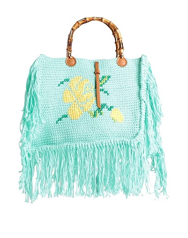 ANITA BILARDI Borsa a mano Verde chiaro Fibre tessili, Pelle