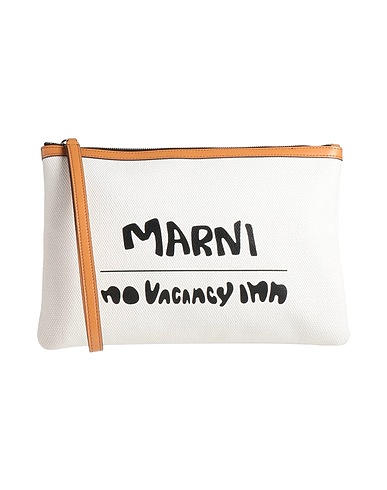 MARNI Handbag White Textile fibres, Leather