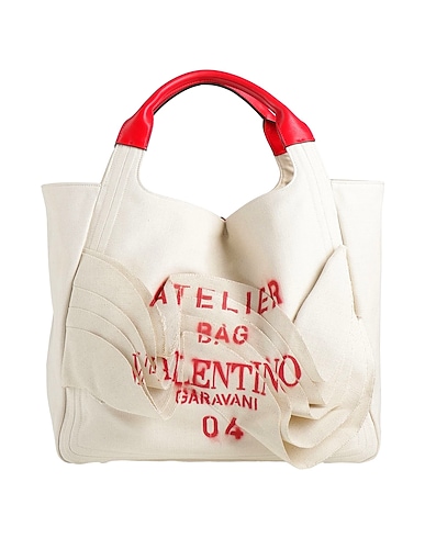 VALENTINO GARAVANI Handbag Off white Leather, Textile fibres