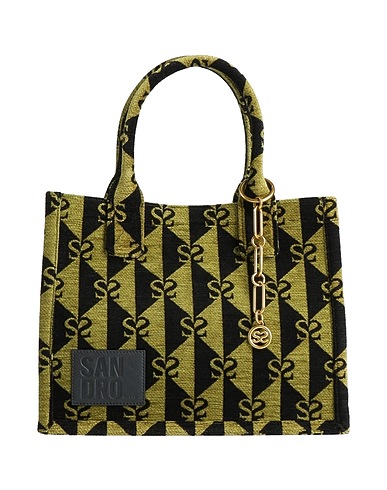 SANDRO Handbag Military green 80% Acrylic, 20% Polyester, Cowhide