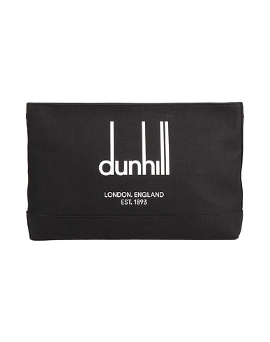 DUNHILL Handbag Black Textile fibers, Leather