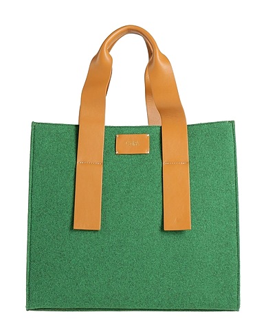 QUIRA Handbag Green Leather, Textile fibres