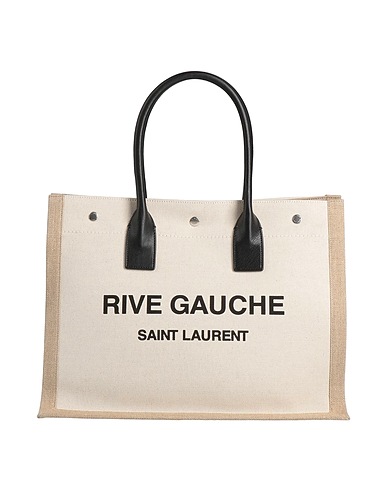 SAINT LAURENT Handbag Beige Textile fibres, Leather