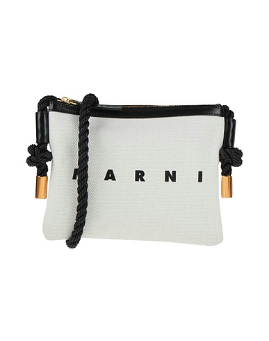 MARNI Across-body bag Ivory 100% Cotton, Calfskin