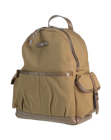 THE BRIDGE Rucksacks Military green Textile fibres, Leather
