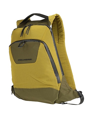 PIQUADRO Backpacks Military green Cow leather, EVA (Ethylene - Vinyl - Acetate), Nylon, Polyester, Metal