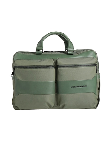 PIQUADRO Handbag Green Textile fibers, Leather