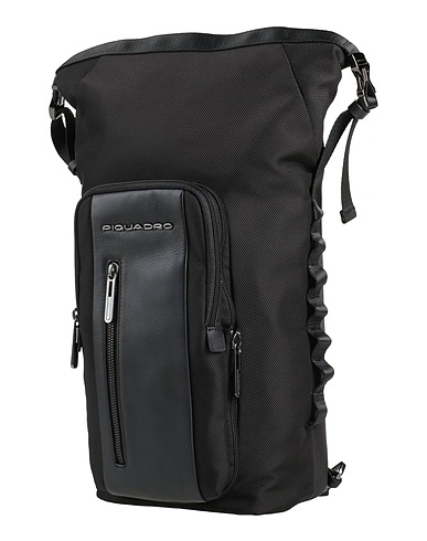 PIQUADRO Rucksacks Black 100% Recycled nylon, Leather