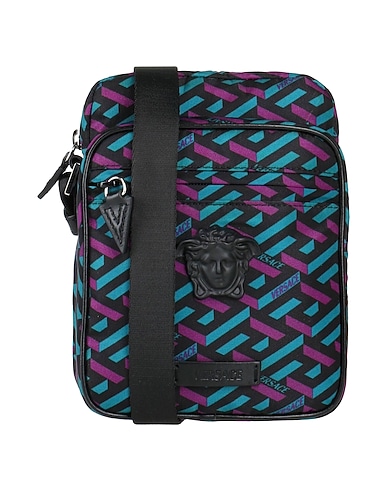 VERSACE Across-body bag Purple 100% Polyamide, Calfskin