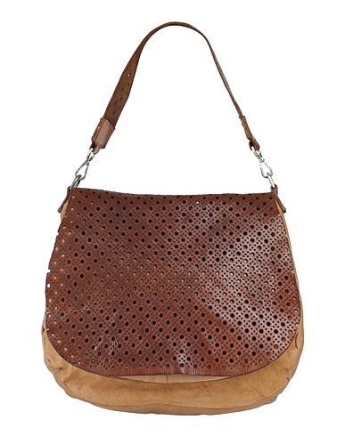 CATERINA LUCCHI Handbag GOLD Brown Cowhide, Textile fibers