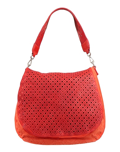 CATERINA LUCCHI Handbag GOLD Red Cowhide, Textile fibers