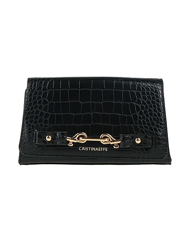 CRISTINAEFFE Handbag Black 95% Polyurethane, 5% Metallic fiber