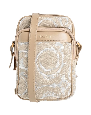 VERSACE Across-body bag Taupe 54% Polyamide, 39% Cotton, 7% Polyester, Calfskin