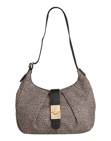BORBONESE Shoulder bag Sand 100% Polyester, Leather