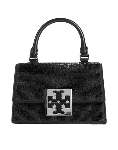 TORY BURCH Handbag Black Leather, Textile fibres