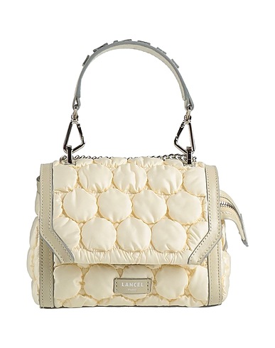 LANCEL Bolso de mano Hueso Fibras textiles, Cuero