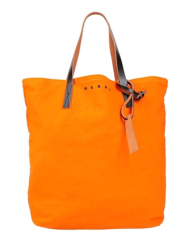 MARNI Handbag Orange 72% Cotton, 19% Acrylic, 8% Viscose, 1% Elastane, Cow leather