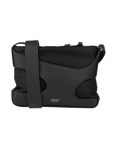 FERRAGAMO Cross-body bags Black Calfskin, Polyamide, Acrylic, Polyurethane