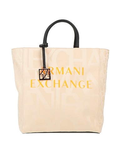ARMANI EXCHANGE Handbag Beige 50% Polyester, 50% Cotton, Polyurethane