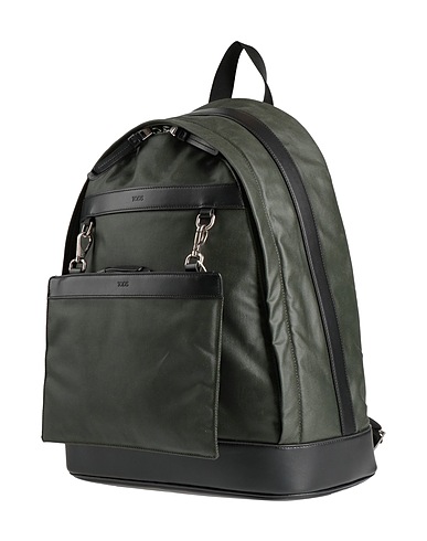 TOD'S Backpacks Dark green Leather, Textile fibers