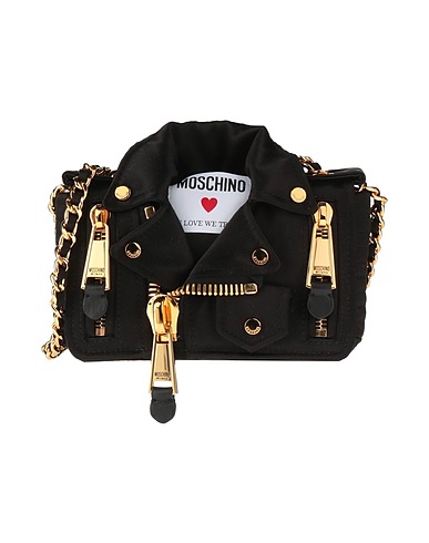 MOSCHINO Cross-body bags Black Leather, Textile fibers