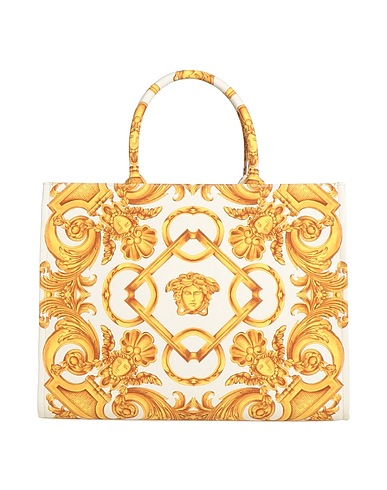 VERSACE Handbag Ivory 100% Polyester, Calfskin