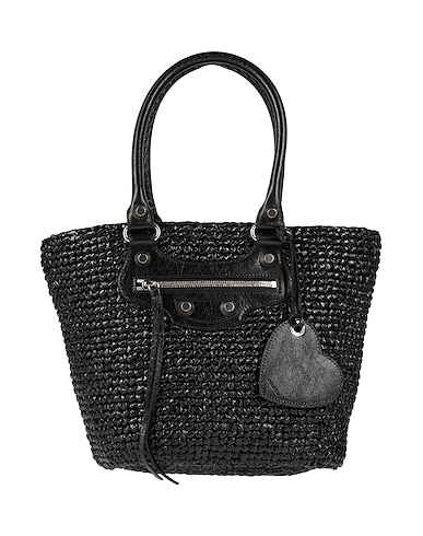 BALENCIAGA Handbag Black Leather, Textile fibres