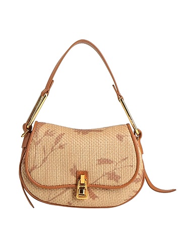 COCCINELLE Handbag Beige Leather, Textile fibres