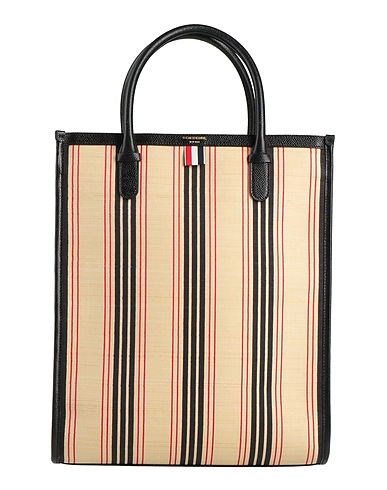 THOM BROWNE Handbag Beige Leather, Textile fibers