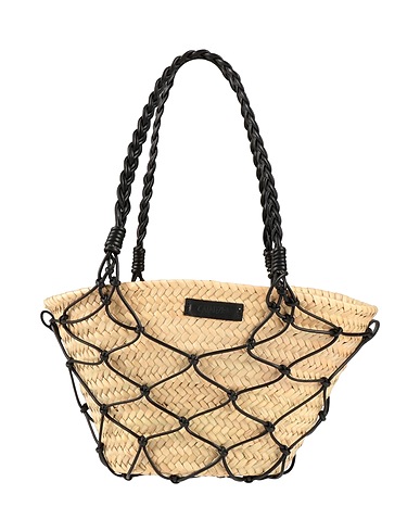 CATARZI 1910 Bolso de hombro Negro 50% Hojas de palma, 50% Algodón, Cuero