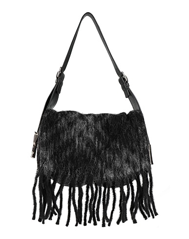 BURBERRY Schultertasche Schwarz Leder, Gewebefasern