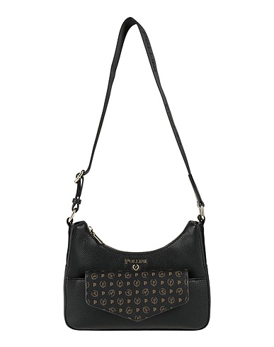 POLLINI Borsa a spalla Nero 80% Poliuretano, 20% PVC - Polivinilcloruro