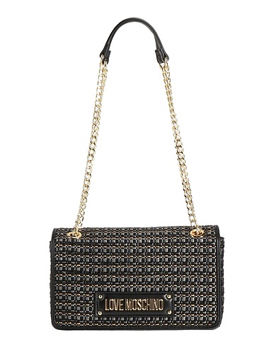 LOVE MOSCHINO Shoulder bag Black 40% Polypropylene, 30% Cotton, 20% Polyurethane, 10% Polyester