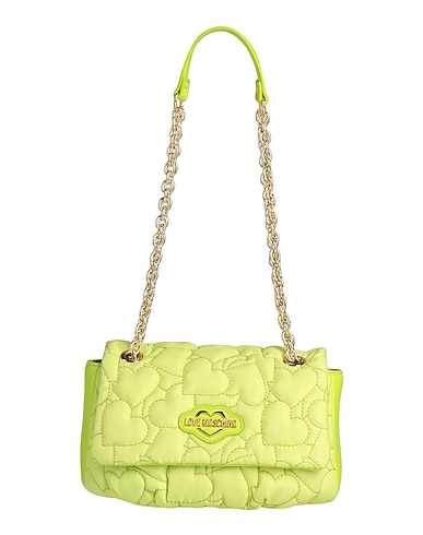 LOVE MOSCHINO Borsa a spalla Verde lime 80% Poliestere, 20% Poliuretano
