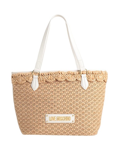 LOVE MOSCHINO ハンドバッグ ベージュ ポリエチレン 70% / ポリプロピレン 15% / ポリウレタン 15%