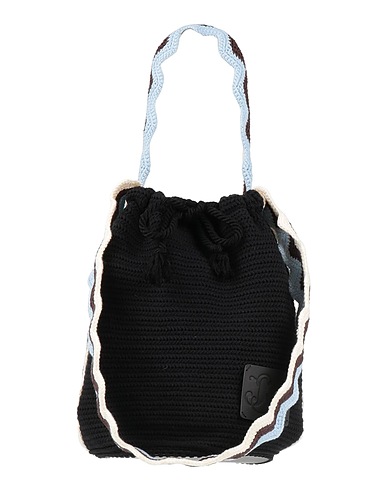 JIL SANDER+ Handbag Black 95% Cotton, 4% Polyamide, 1% Elastane, Calfskin