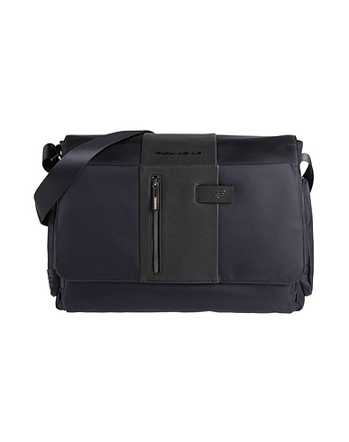 PIQUADRO Borsa a tracolla Blu notte Pelle di bovino, Poliestere, Nylon, Metallo